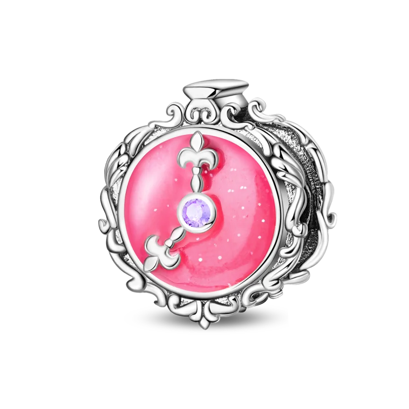 925 Silver Plated Magic Mirror Princess Angel Pink Charm Beads | Fits Original Pan 925 Bracelet | Exquisite DIY Jewelry