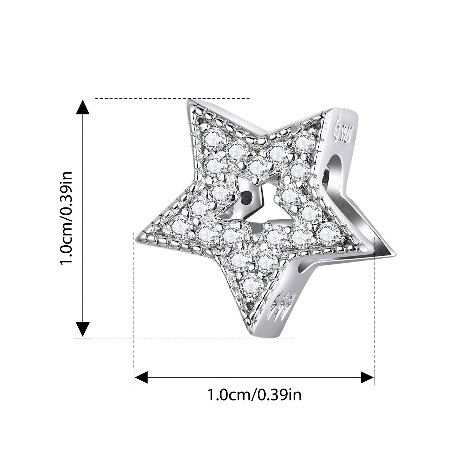 BAMOER 925 Sterling Silver Star of David Pendant | Polished Hexagram CZ Bead | Fits Original Bracelet DIY Jewelry Accessories