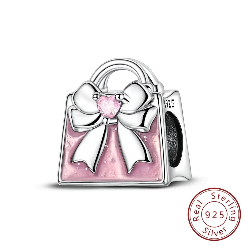 925 Sterling Silver Ballet Shoes & Perfume Bottle Charms | Bow Beads Fit Original Bracelet Pendant DIY Fine Jewelry for Women