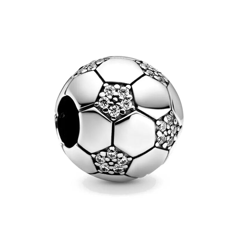 925 Sterling Silver Sports Charms – Football, Baseball, Tennis, Dumbbell Pendants Fit European Bracelets