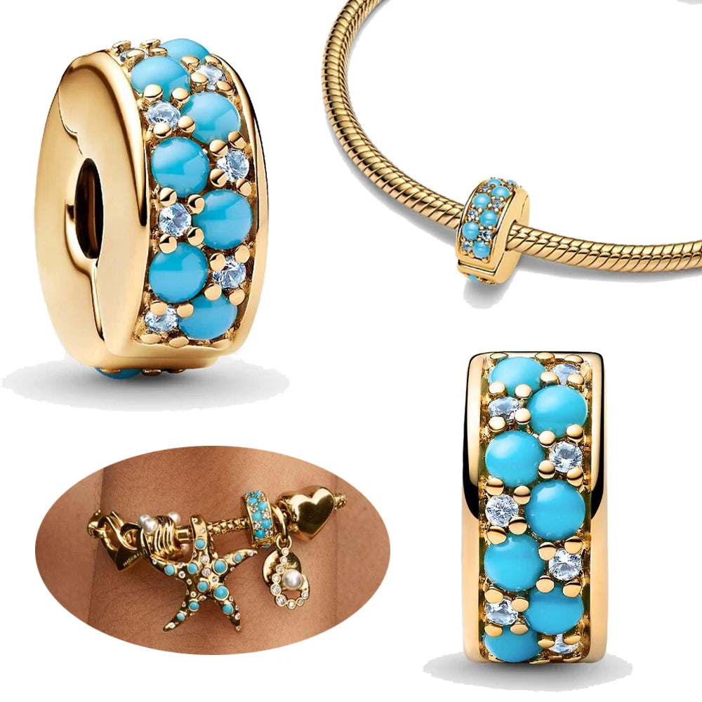 2025 New 925 Sterling Silver Ocean Series Blue Beads | Fit Original Charm Bracelets DIY Party Jewelry for Women