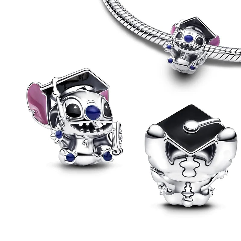 New Halloween Disney Cheshire Cat & Stitch Charm Beads – Fit Original Pandora Bracelet & Necklace, Women’s Holiday Jewelry Gift
