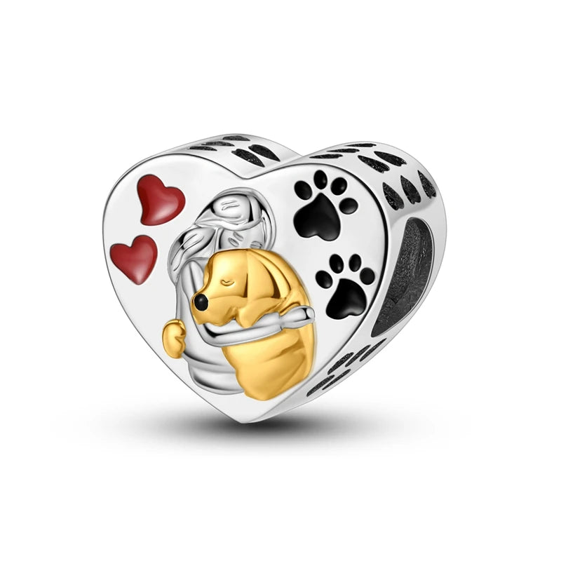 925 Sterling Silver Dog & Cat Animal Series Charms | Pet Beads for Original Bracelet & Necklace DIY Jewelry for Women