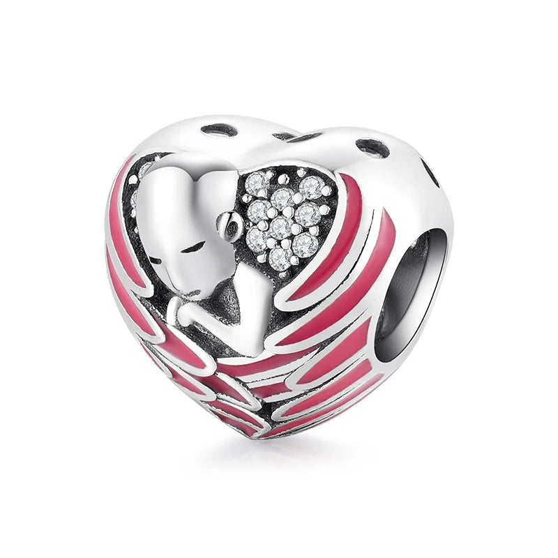 Give Birth To Life Pregnant Mother 925 Sterling Silver Charm | Pink CZ Beads Fit Original Bracelets