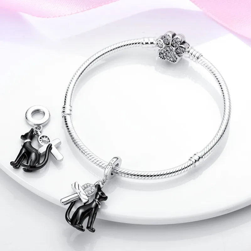 Cat Collection 925 Sterling Silver Charms Bead | Persian Bell & Multifarious Cat Dangle Fit Pandora Bracelet Necklace DIY Jewelry