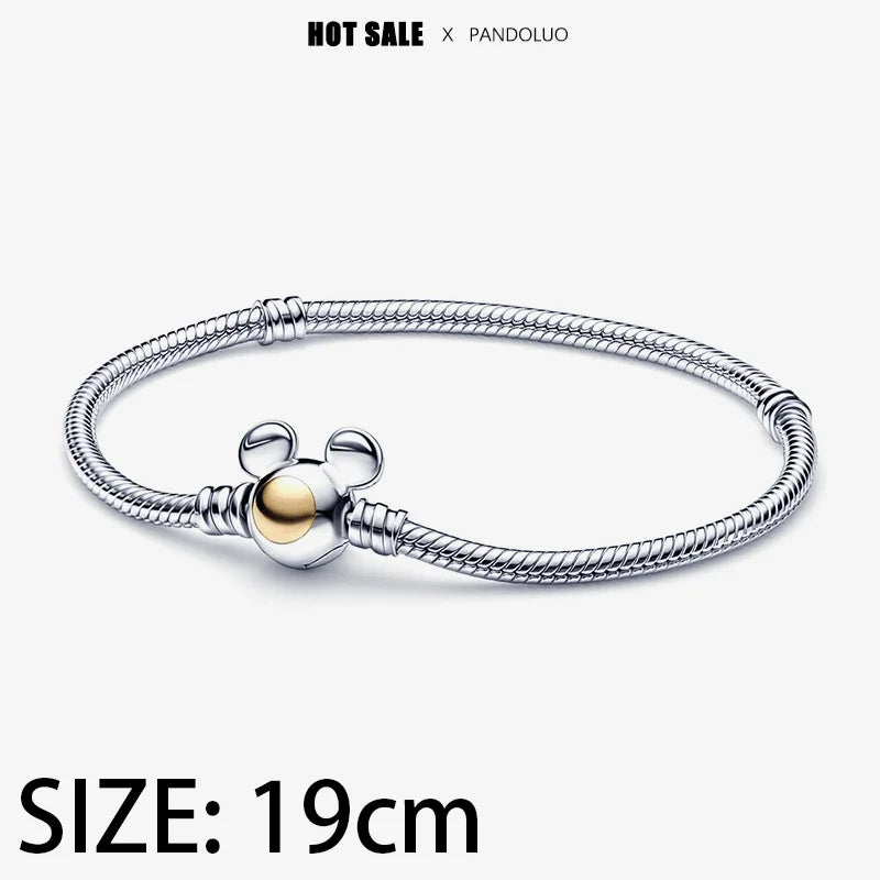 Disney 925 Sterling Silver Mickey, Winnie & Stitch Charm – DIY Pendant Beads for Original Bracelets