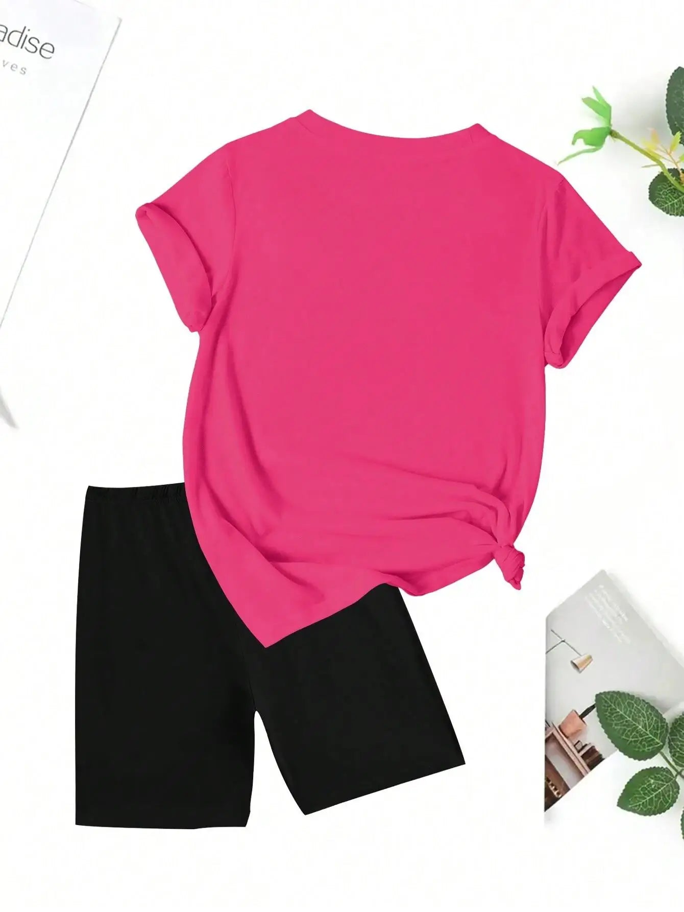 Women’s Pink Bow Teddy Bear T-Shirt & Shorts Set – Cotton 2-Piece Summer Outfit 🧸🌸