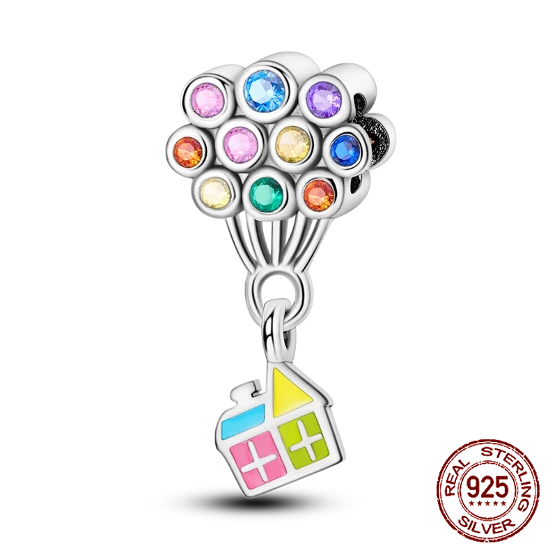 925 Sterling Silver Purple Flower & Butterfly Dangle Charm | Bead for 4MM Bracelet or Necklace DIY Jewelry Gift