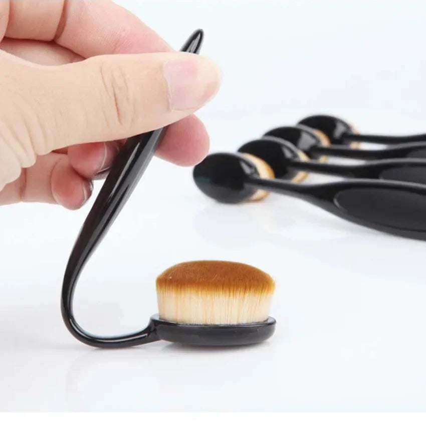 10 PCS Oval Makeup Brush Set – Toothbrush Style Foundation, Contour, Powder, Blush & Eyeshadow Cosmetic Tools
