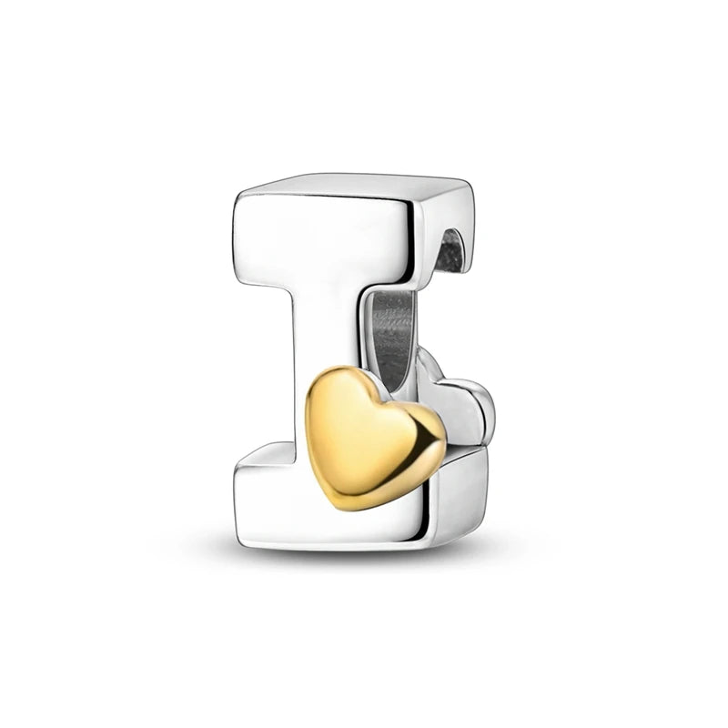 925 Sterling Silver Alphabet Letter A–Z Charm Beads | English Initial Pendant for Original Bracelet DIY Jewelry Making