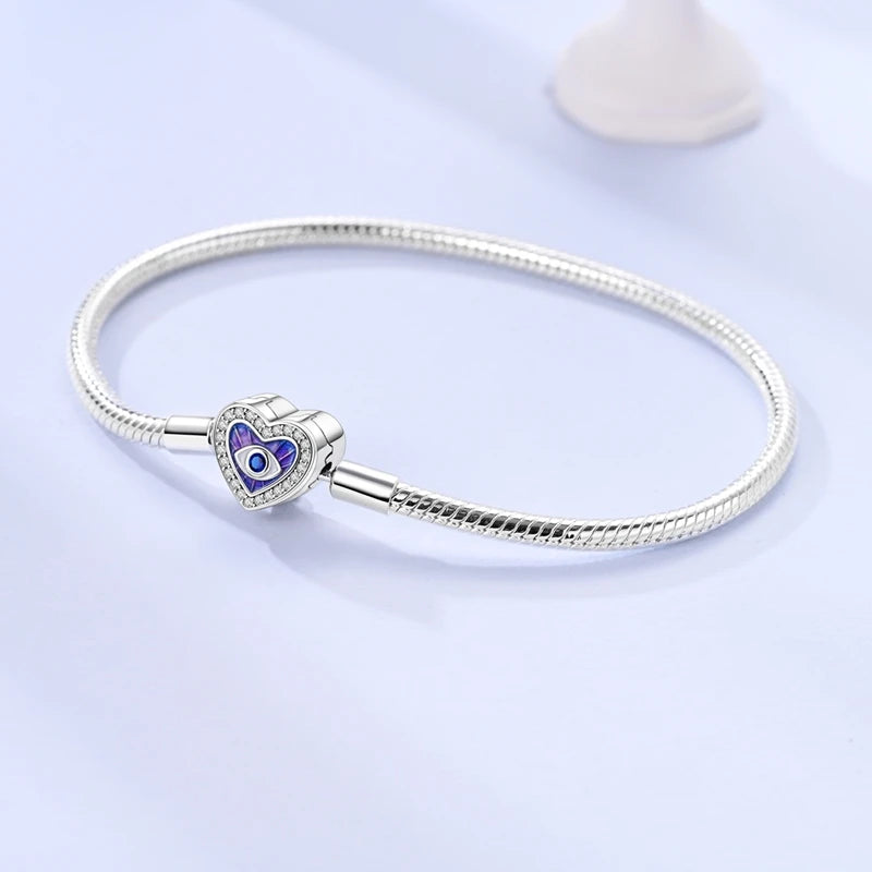 925 Sterling Silver Evil Eye Bracelet with Hand of Fatima | Blue Zircon Protection Charm Jewelry for Women