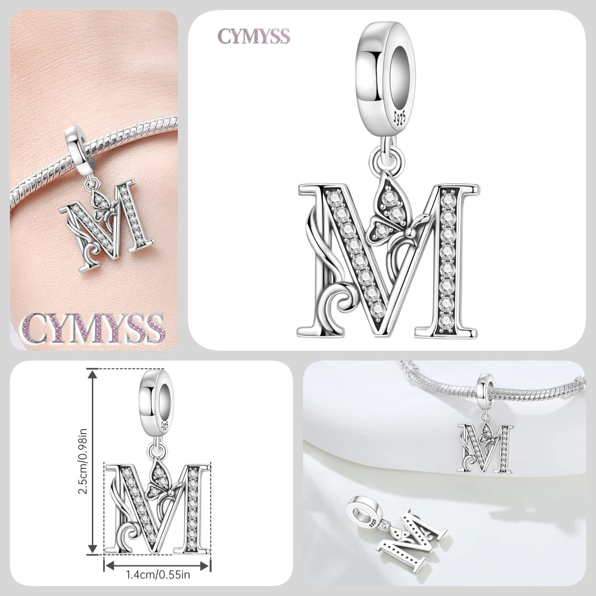 Original S925 Sterling Silver Butterfly & A-Z Letter Beads – DIY Bracelet & Necklace Jewelry
