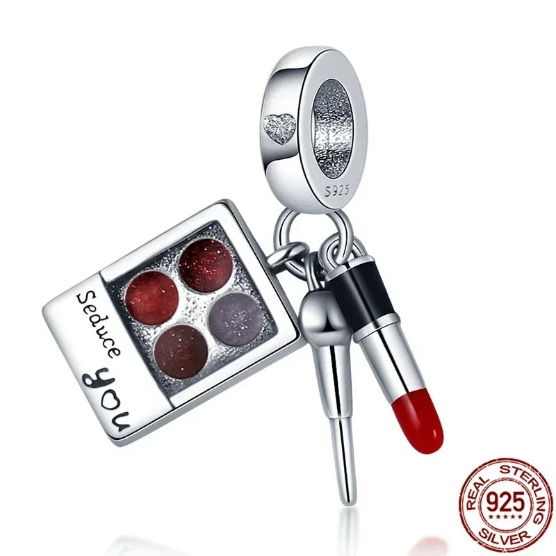 925 Sterling Silver Fashion Life Series Charms – High Heels, Lipstick, Dress & Perfume Beads Fit Pandora Bracelets DIY
