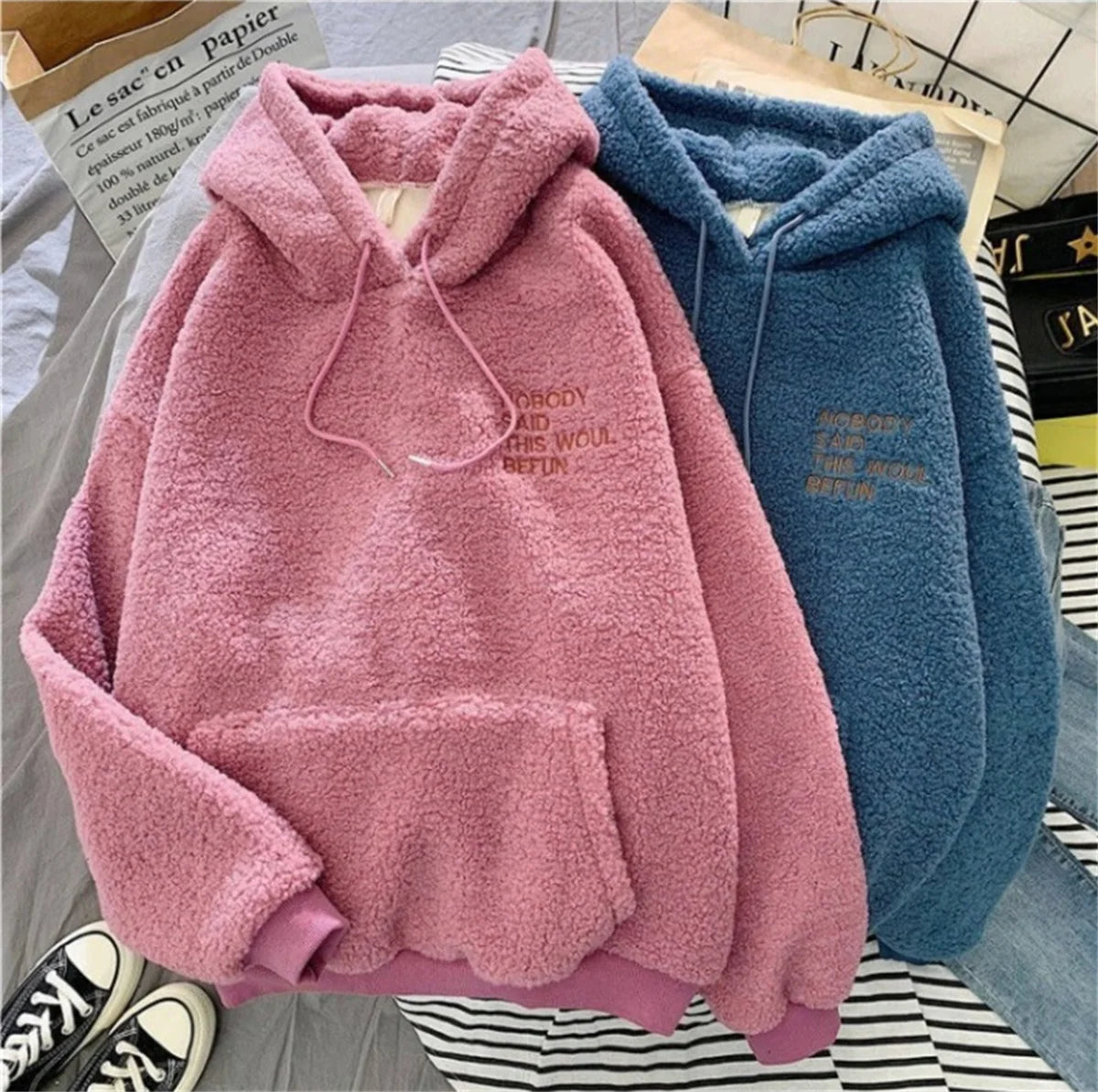 Women's Korean Loose Hoodie | Autumn Winter Letter Print Sweatshirt | Casual Warm Long Sleeve Streetwear Top