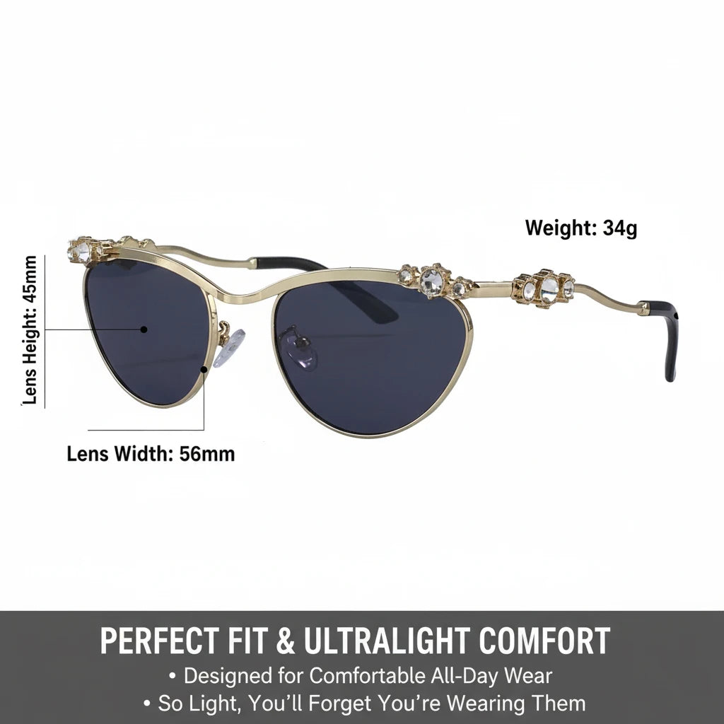 Sexy Cat Eye Punk Sunglasses for Women 2025 – Luxury Brand Metal Rhinestones Sun Glasses | Trendy Classic Shades for Ladies