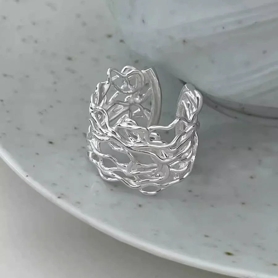 VENTFILLE 925 Sterling Silver Irregular Geometry Ring – Women’s Minimalist Jewelry Gift