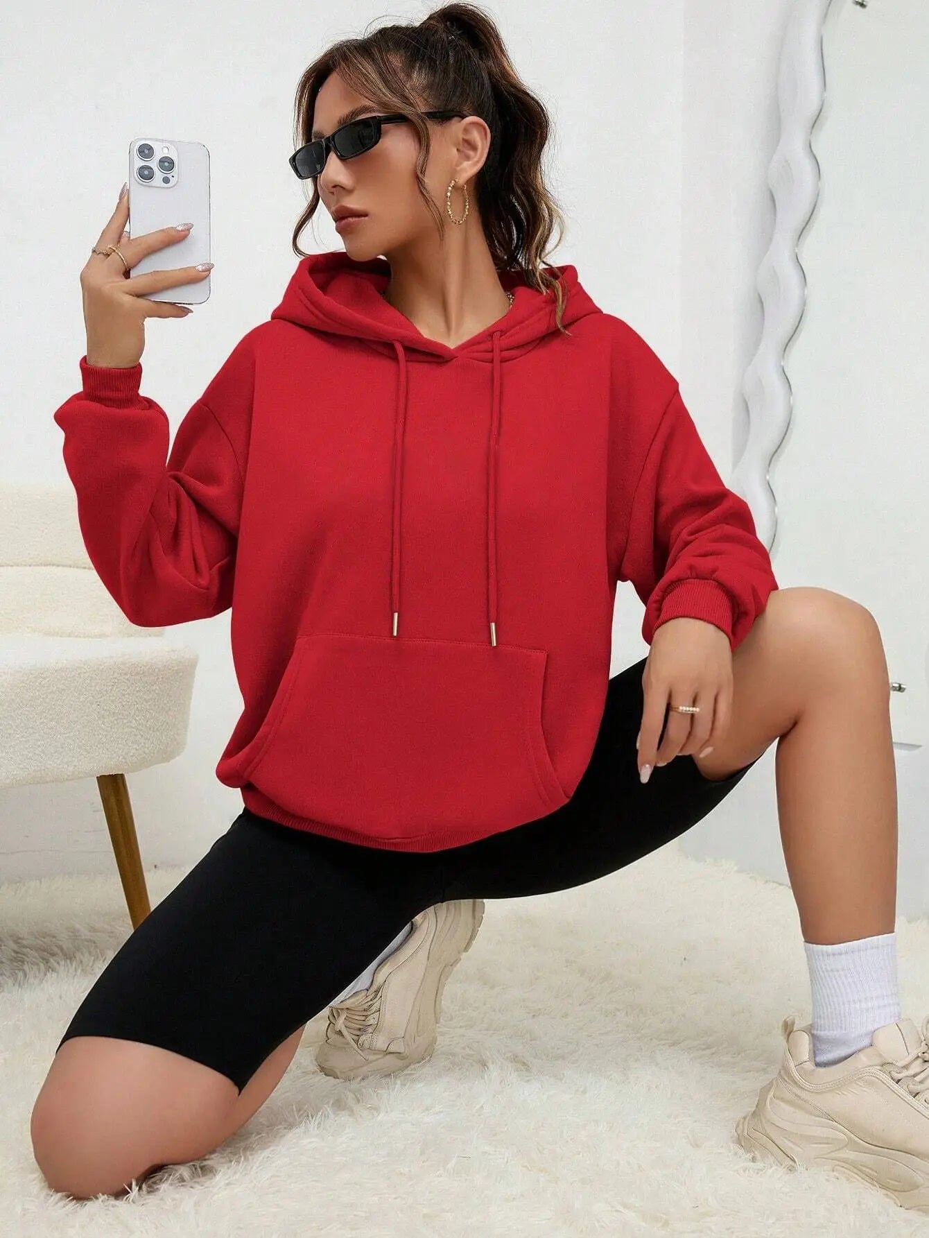 Solid Color Women’s Hoodie | Autumn Casual Fleece Pocket Hoodies | Unisex Streetwear