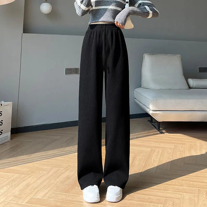 Women’s Fleece Wide Leg Pants | Winter High Waist Loose Casual Long Pants