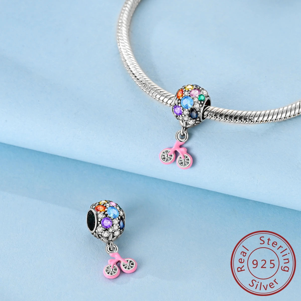 925 Sterling Silver Pink Zircon Heart Cross Charm | Fits Pandora Original Bracelet | Women’s Pendant DIY Jewelry Gift