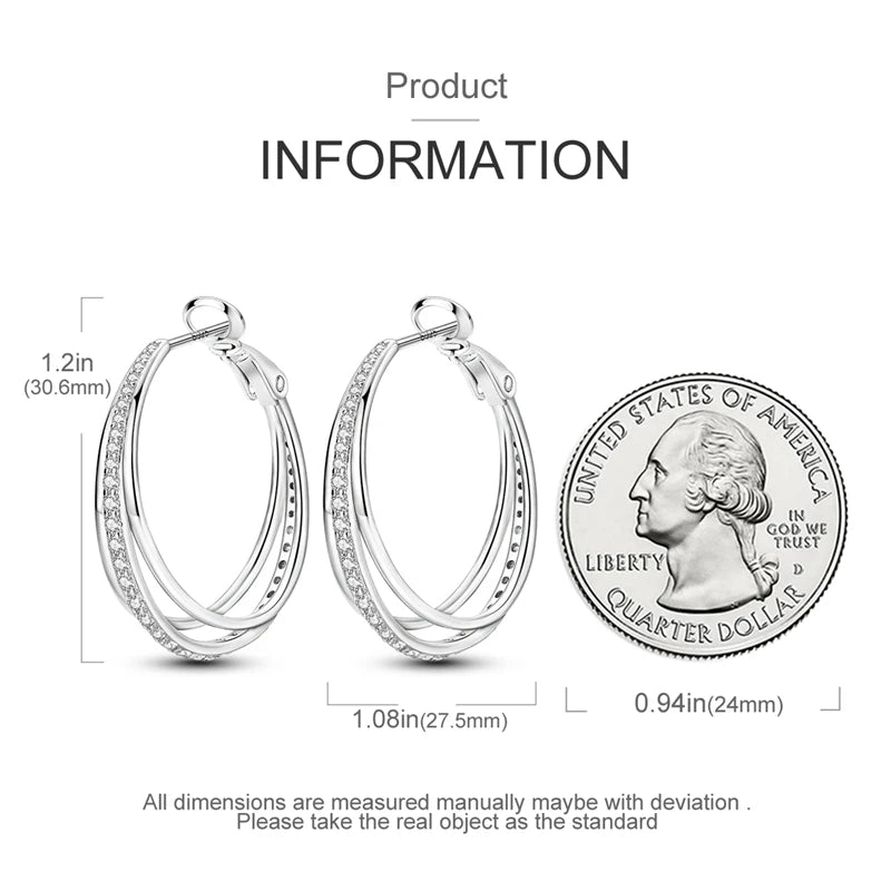 925 Sterling Silver Creative Hoop Earrings | Dangler Charms with Pave CZ for Women