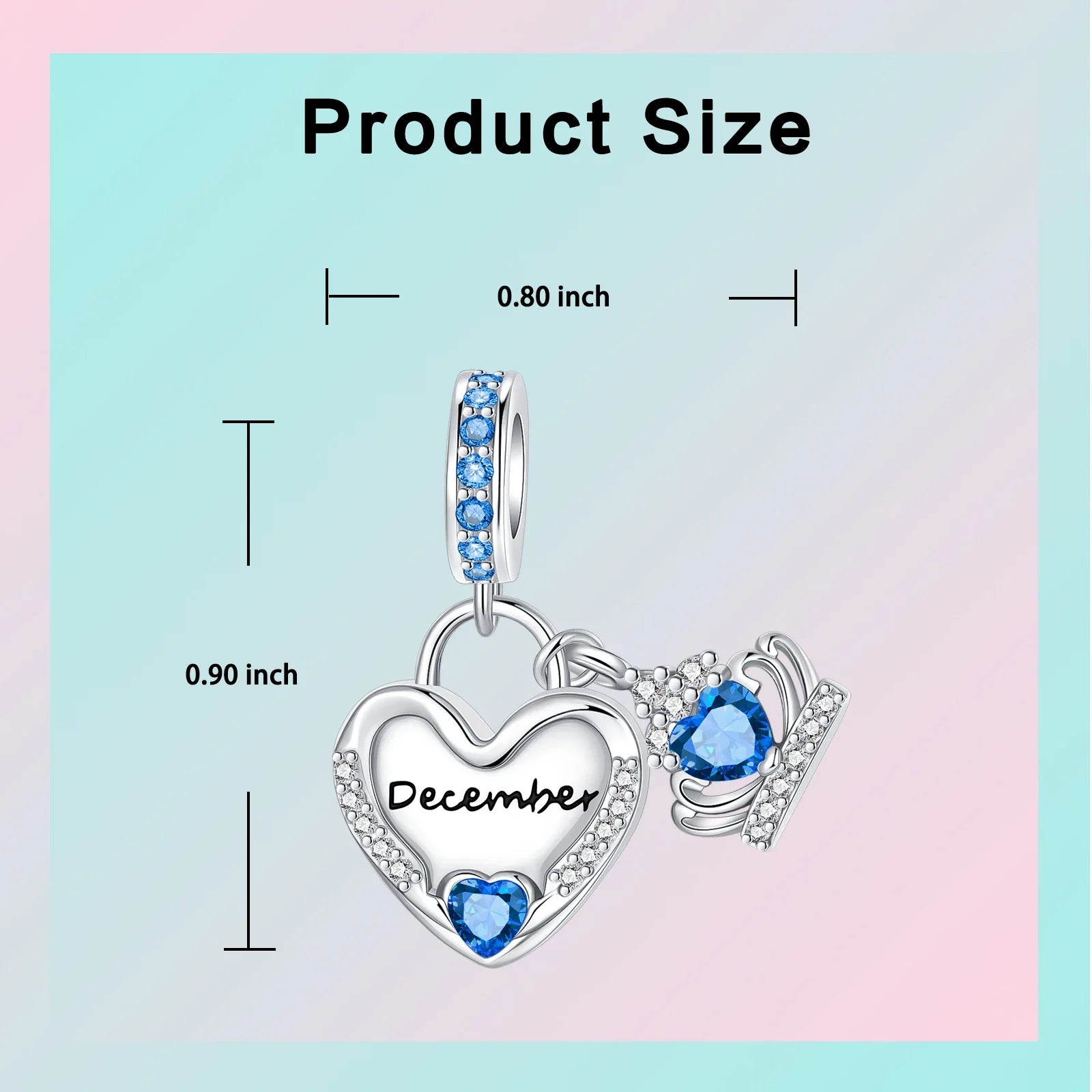 925 Sterling Silver Birthstone Love Pendant Charm | January–December Zircon Bead for Bracelet & Necklace DIY Jewelry Gift