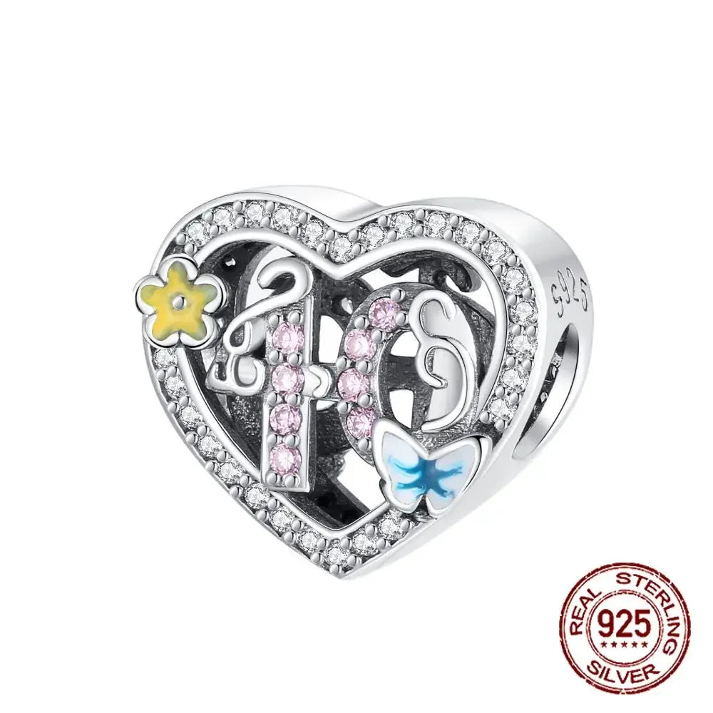 925 Sterling Silver Number & Puppy Family Beads Pendant | Fit 4mm Hole Bracelets