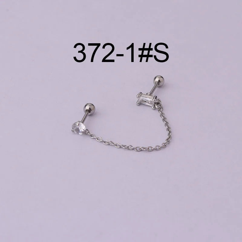 Women’s Punk Rock Helix Ear Cuff with Long Chain | Surgical Steel Fake Cartilage Hoop Earrings Set