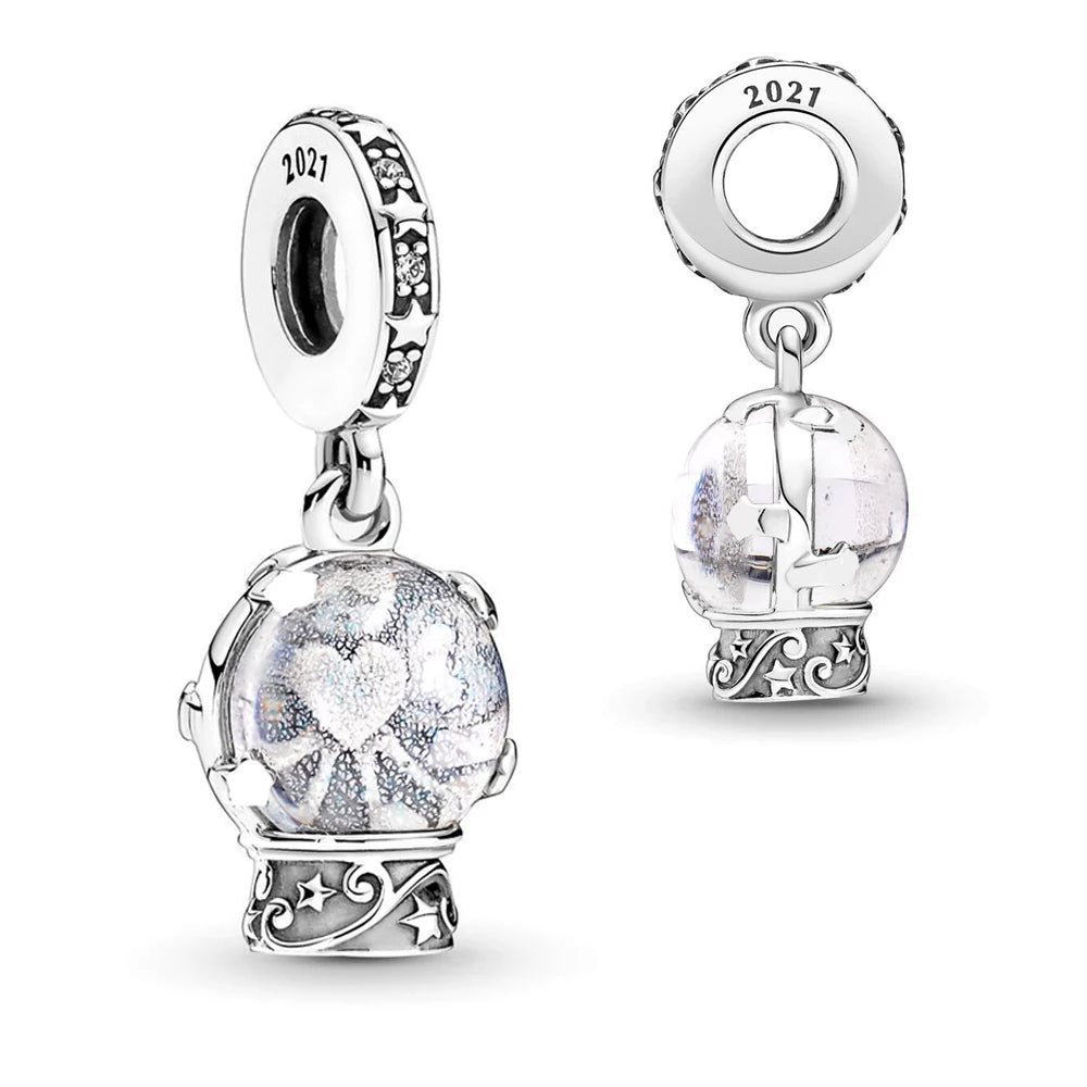 Sparkling Christmas Butterfly Bell Moon Charms | 925 Silver Beads Fit Original Pan Bracelet | DIY Women Jewelry New Year Gift