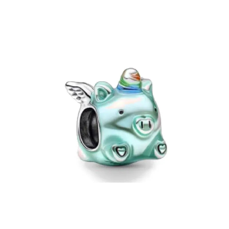 925 Sterling Silver Plated Dog, Cat & Owl Charms | Glow in the Dark Animal Beads | Fit Original Pandora Bracelet Women’s Jewelry