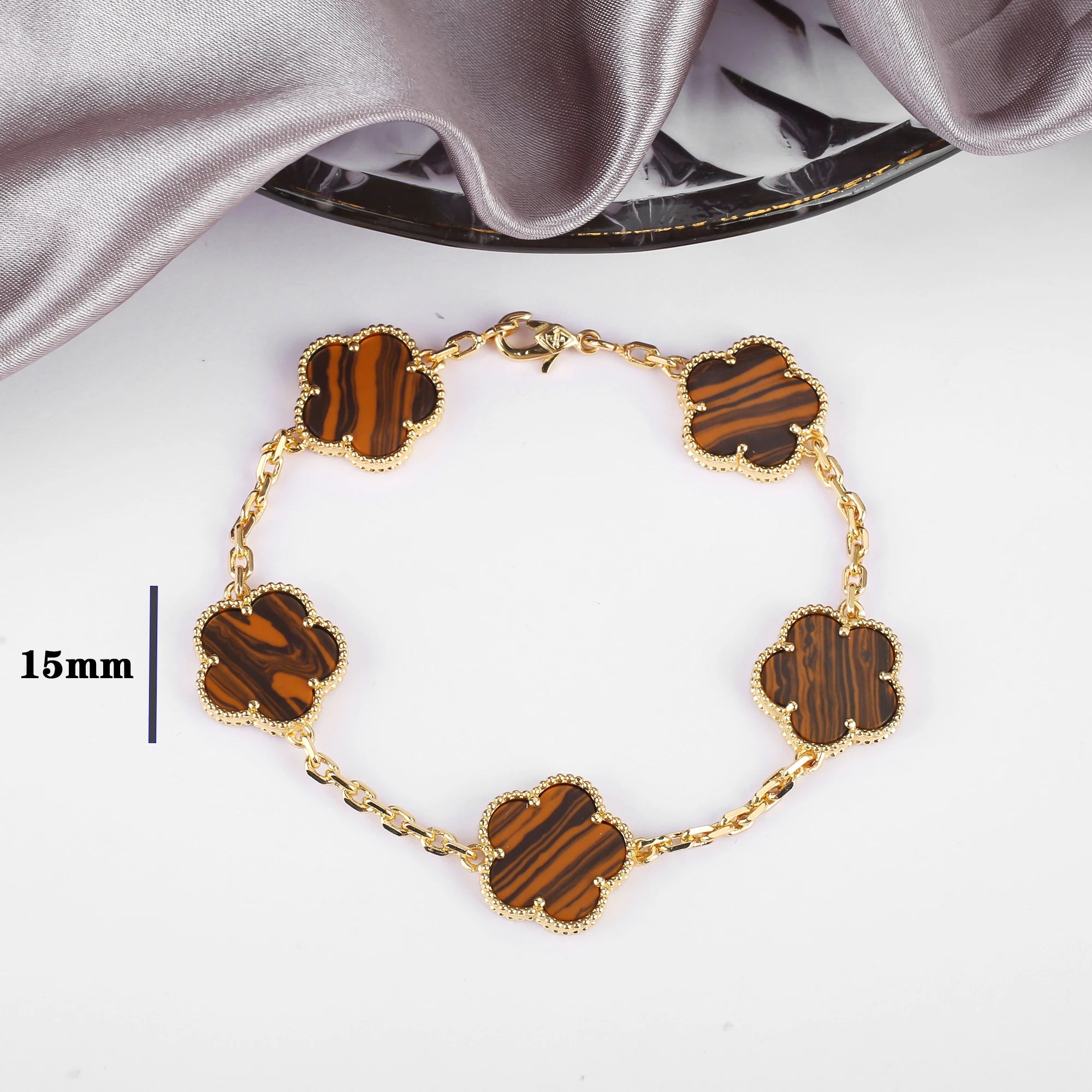 7 Colors Five-Leaf Flower Pendant Necklace Natural Stone Clover Choker Chain for Women