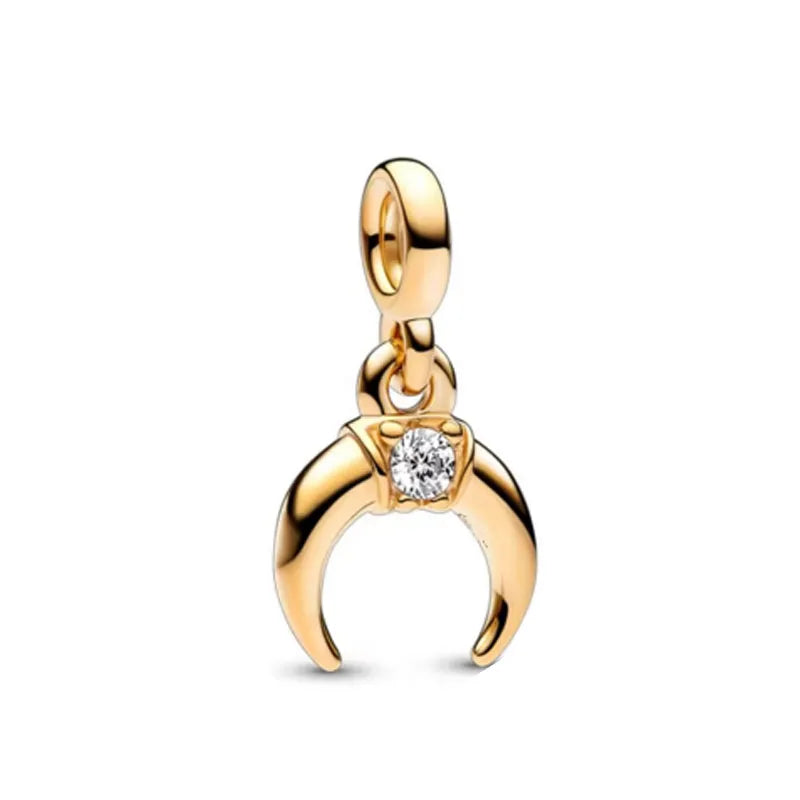 New 925 Sterling Silver ME Series Gold Toothed Elephant Charm | Fit European Original ME Bracelet Accessories Jewelry