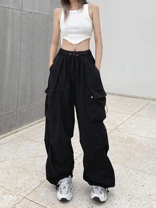 American Retro Workwear Casual Pants – Women’s Summer Straight Loose Wide Leg Trousers
