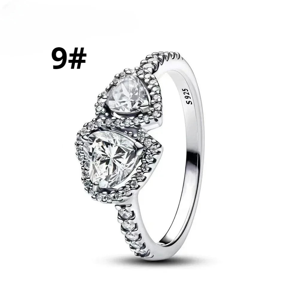 925 Sterling Silver Colorful Bow Necklace Ring Earring Set Crystal Jewelry for Women Gift