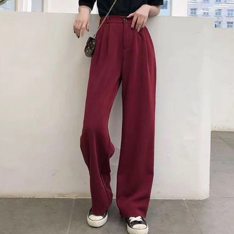 Women's Wide Leg Suit Pants | Spring Casual Straight Leg Trousers | Classic High Waisted Solid Slacks