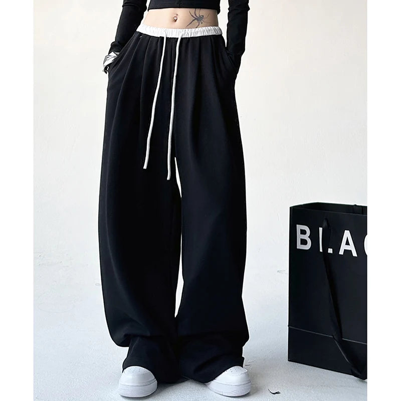 2024 Women’s Autumn Chic Korean Streetwear High Waist Baggy Sweatpants | Wide Leg Hip Hop Trousers