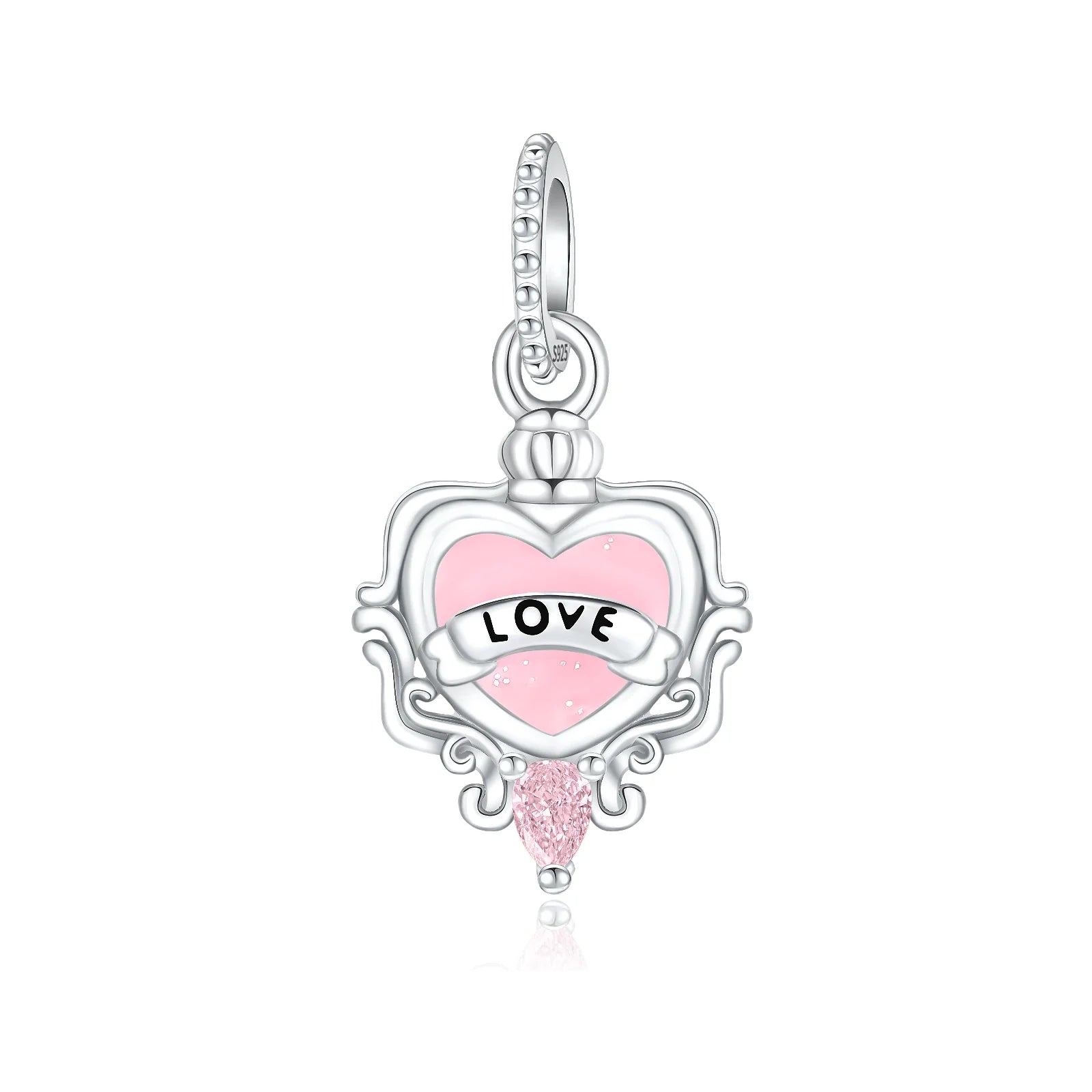 Romantic Pink Flowers 925 Sterling Silver Charms | Bag Lipstick Heart Bow Rose Bead Fit Original Bracelet DIY Jewelry Gift