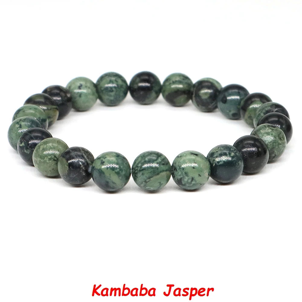 Natural Stone Healing Crystal Bracelet | Amethyst, Quartz & Agate Round Beads Elastic Stretch Bangle for Women & Men