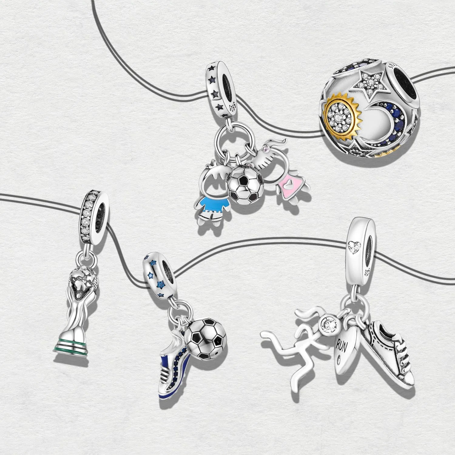 925 Sterling Silver Love Football Cup Charm Beads – Sport, Beer & Travel Pendants Fit Original Pandora Bracelet & Necklace