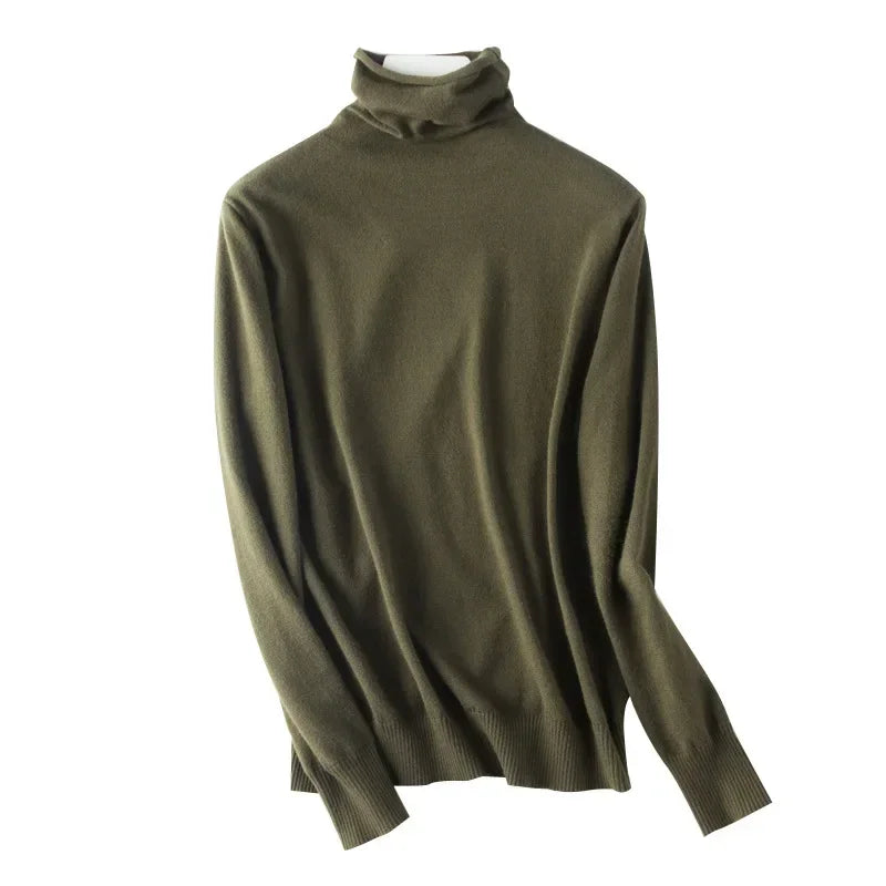 2025 Women’s Autumn Winter Turtleneck Sweater – Slim Fit Korean Knit Tops | Stretch Basic Pullovers