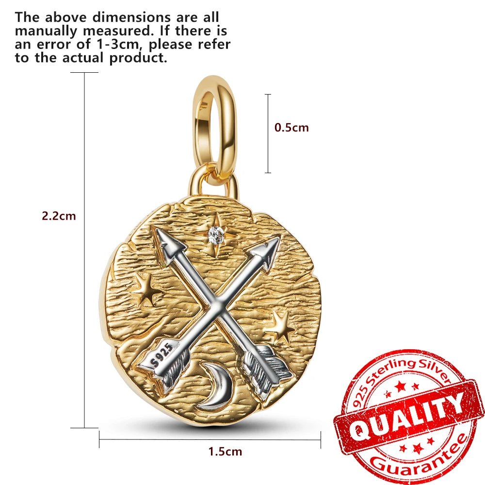 Authentic 925 Sterling Silver Rose & Cherry Blossom Medallion Charm for Bracelet & Necklace DIY