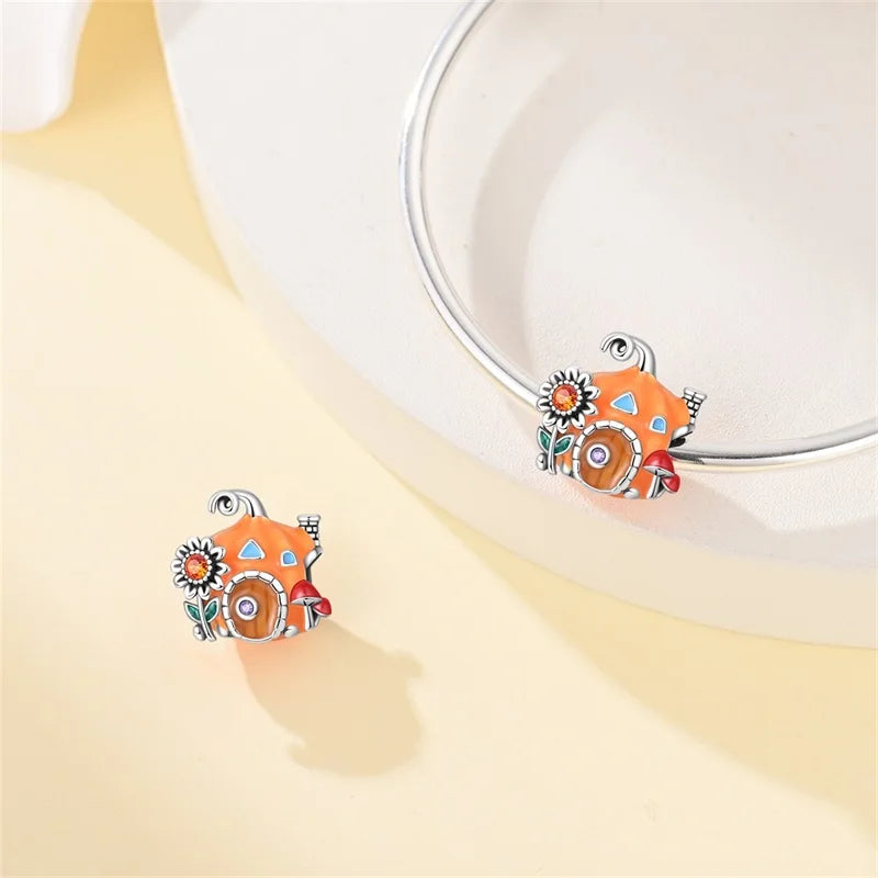 Original 925 Sterling Silver Luminous Lantern & Magic Cat Charm Bead | Glowing Angel Jungle Pendant for Bracelet Jewelry