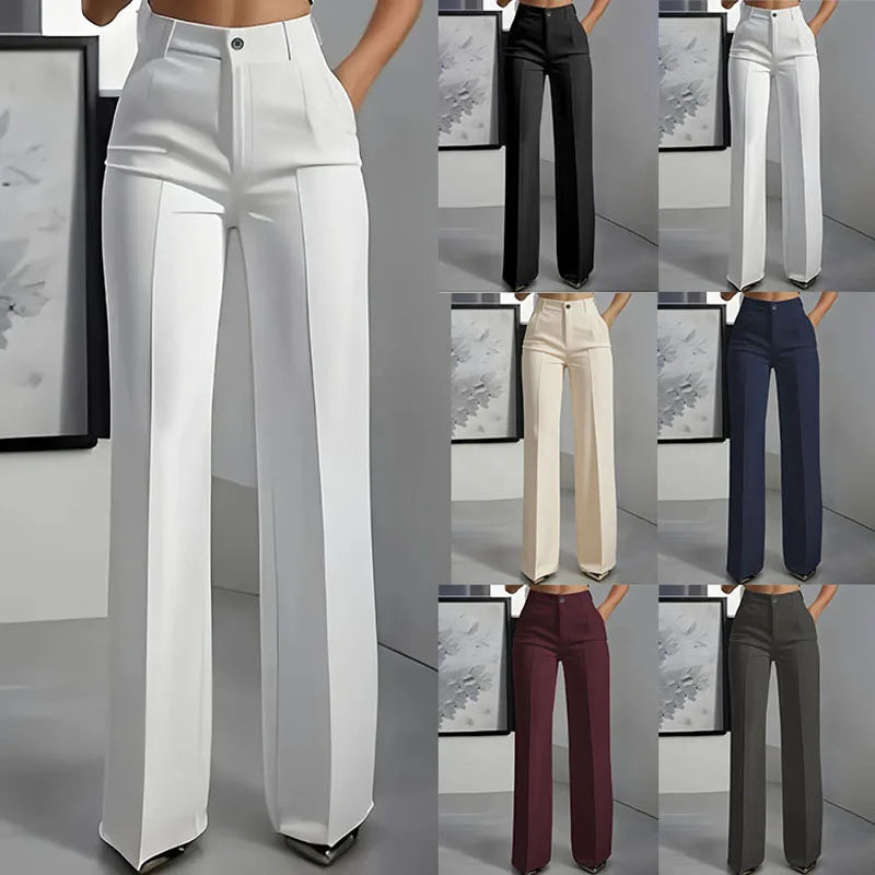 Women’s High Waist Dress Pants – Flowy Straight Leg Minimalist Office Trousers 👖✨