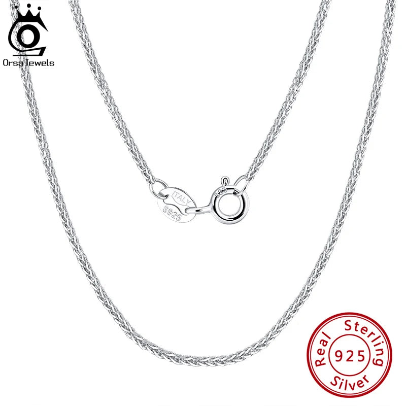 ORSA JEWELS Italian Handmade 1.2mm Chopin Chain Necklace – Solid 925 Sterling Silver Unisex Pendant Neck Chain Jewelry SC53
