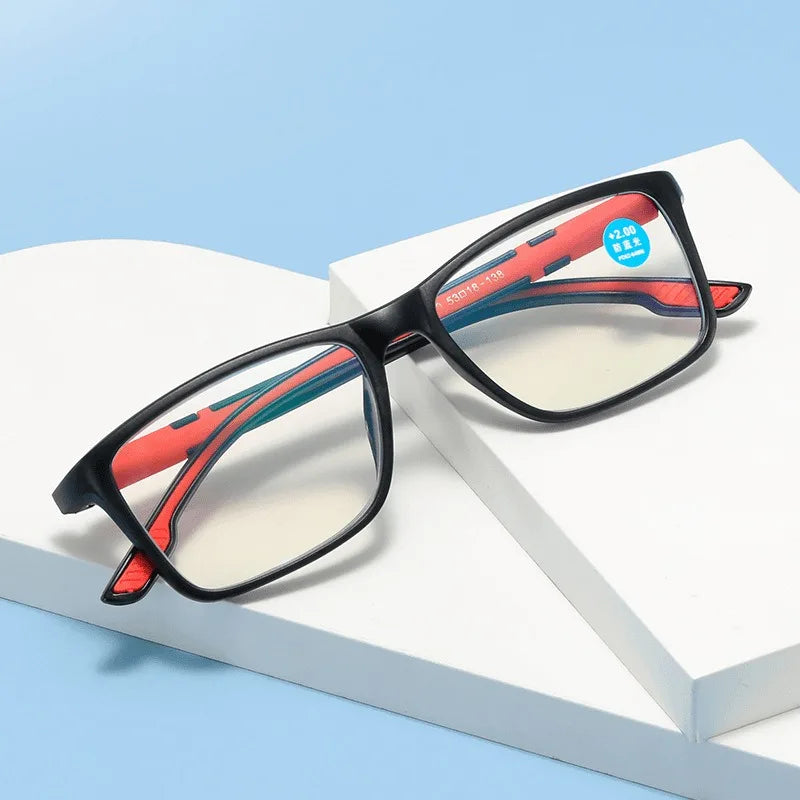 3PCS Reading Glasses Men Women Sports Anti-blue Light Reading Eyewear Red TR90 Frame Presbyopia Eyeglasses +100 to+400 glasses