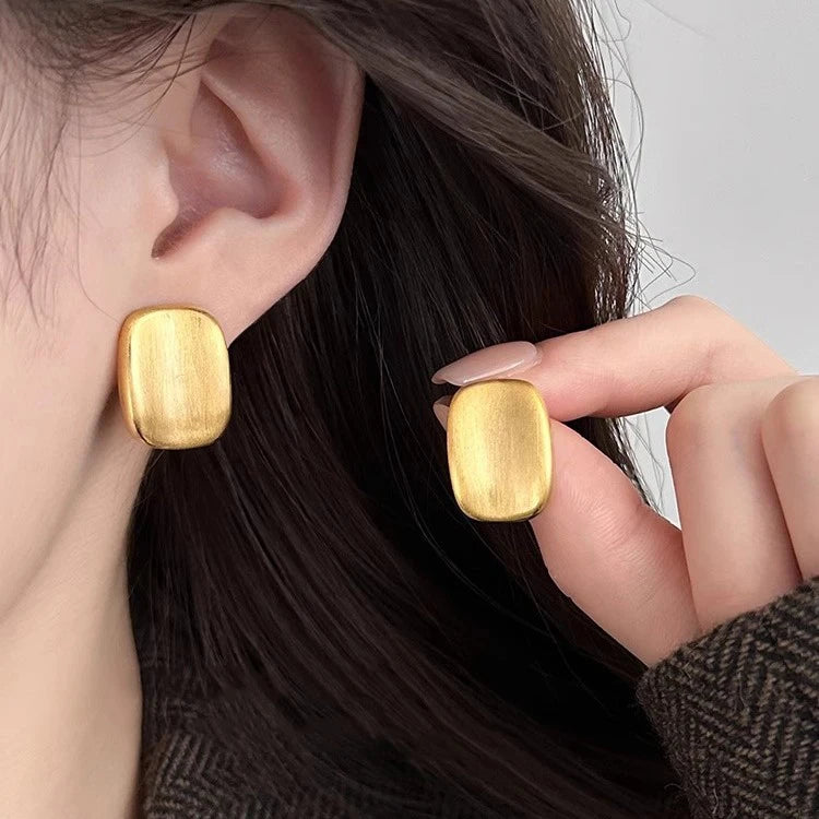 New 925 Sterling Silver Hoop Earrings – Matte Circle Geometric Punk Clip Earrings for Women & Girls