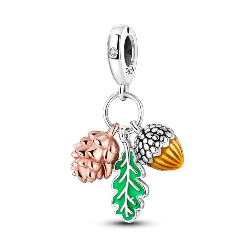 925 Sterling Silver Colorful Luminous Charms | Shell Turtle Star Beads