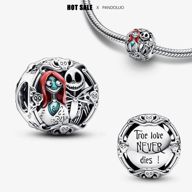 New Halloween Disney Cheshire Cat & Stitch Charm Beads – Fit Original Pandora Bracelet & Necklace, Women’s Holiday Jewelry Gift