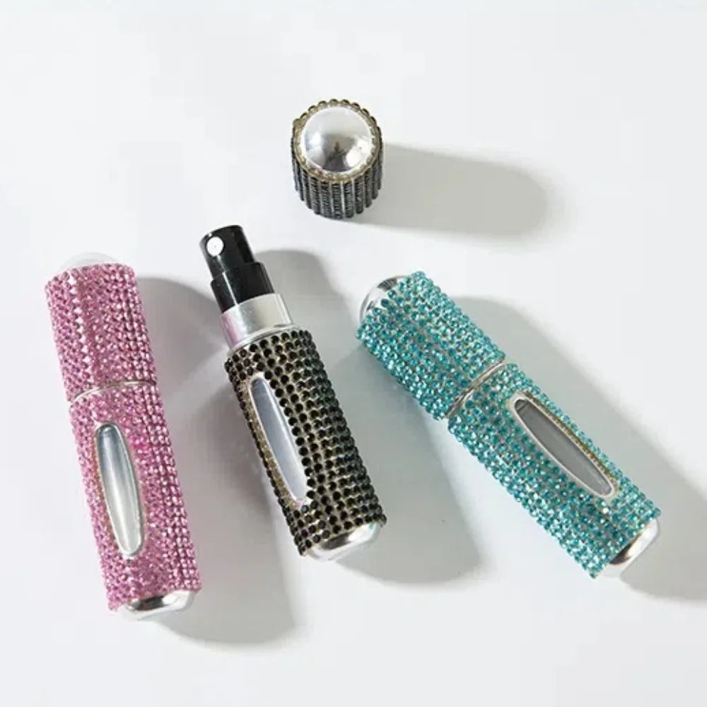 5ML Mini Perfume Bottle – Diamond-Encrusted Crystal Bling Glitter | Travel Empty Pump Container
