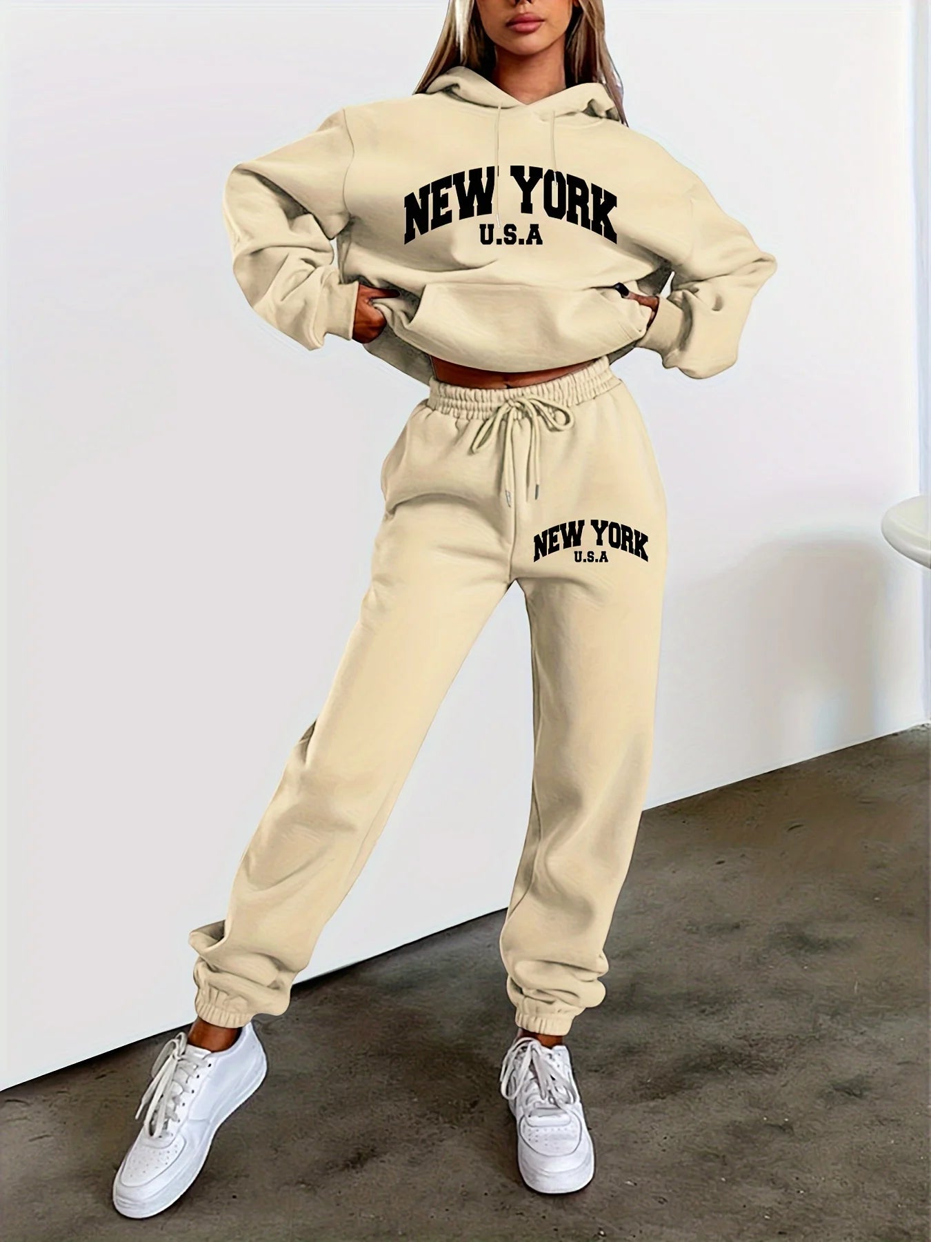 Women’s Hip Hop Streetwear Hoodie & Sweatpant Set | Oversized Casual Printed Sweatshirts | Autumn Fleece Clothing
