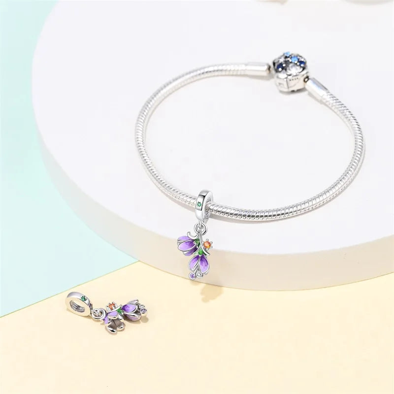 2025 925 Silver Daisy Tulip Pansy Flower Charms Bead | Fit 3mm Original Bracelets DIY Jewelry Gift